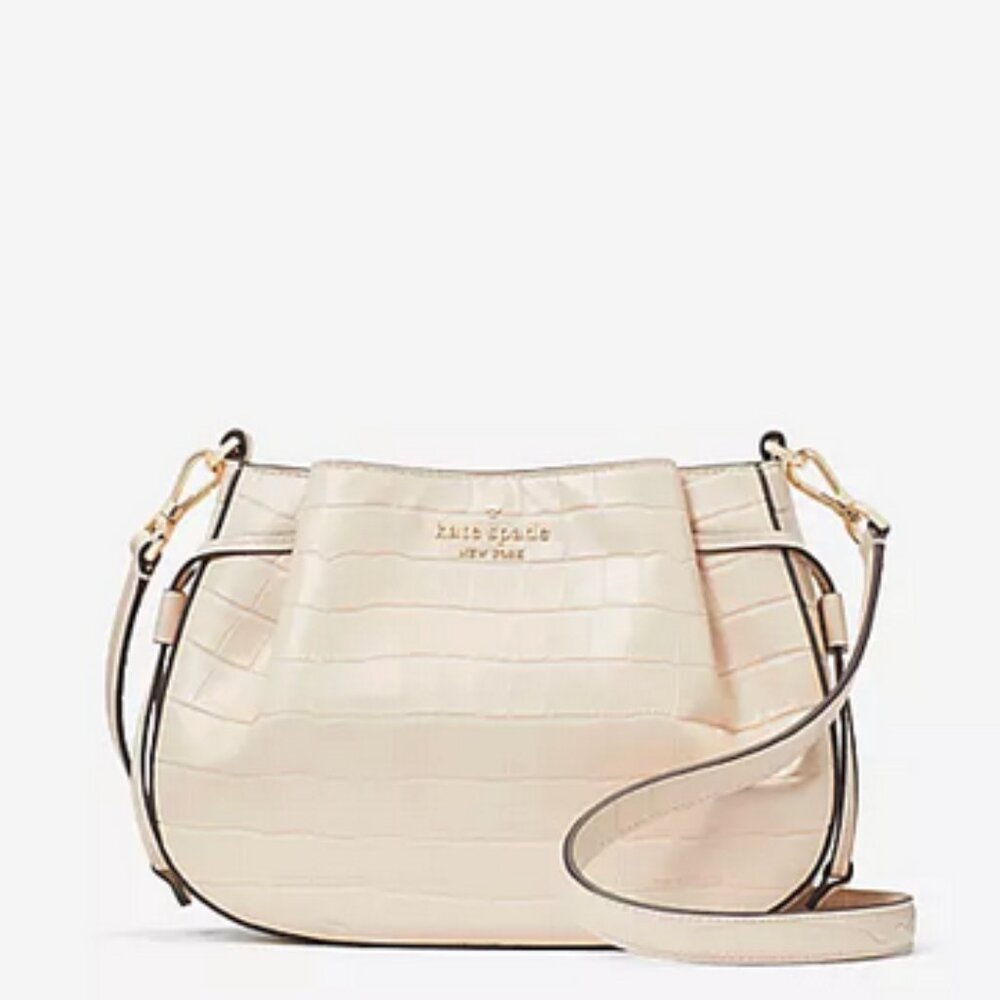 Kate Spade New York Dumpling Croco Embossed Leather Small Satchel Crossbody Bare